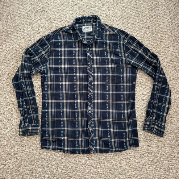 Cotton On Men's Flannel Shirt Button Down‎ Plaid Large Hobo - Picture 1 of 9